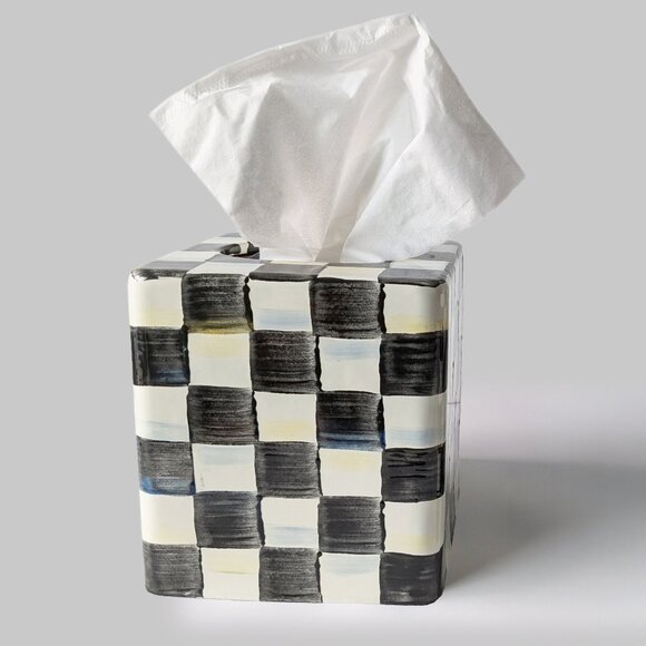 FINAL SALE: McKenzie-Childs Courtly Check Boutique Tissue Box Cover (#2) - Picture 1 of 5